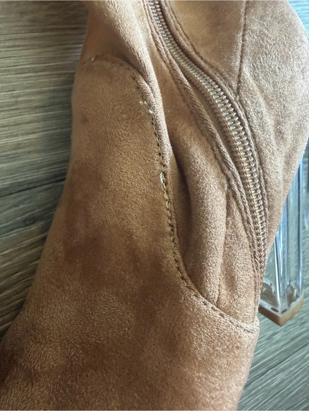 Windsor Women's Over-the-Knee Suede Boots in Tan with Clear Block Heel